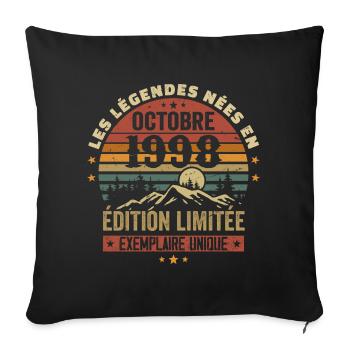 Born in October 1998 | Awesome since October 1998 - Sofa pillowcase 17,3'' x 17,3'' (45 x 45 cm) - black - Front