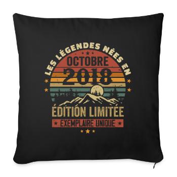 Born in October 2018 | Awesome since October 2018 - Sofa pillowcase 17,3'' x 17,3'' (45 x 45 cm) - black - Front