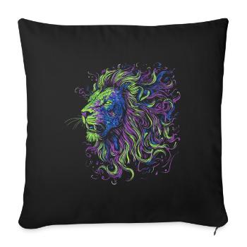 Lion Colorful Lion Head Neon Colorful Predator Art - Sofa pillowcase 17,3'' x 17,3'' (45 x 45 cm) - black - Front