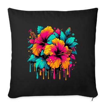 Hibiscus Flowers - Sofa pillowcase 17,3'' x 17,3'' (45 x 45 cm) - black - Front