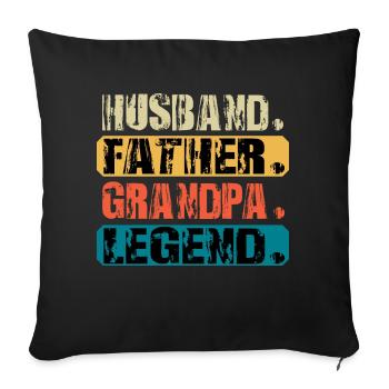 Vintage Mari Père Grand-père LÉGENDE - Housse de coussin décorative 45 x 45 cm - noir - Devant