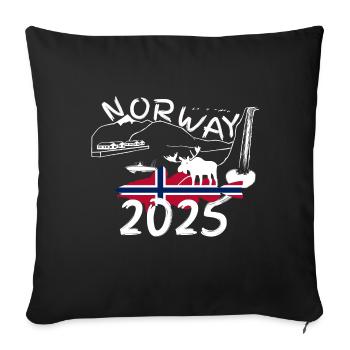 Norway 2025 Cod with mountains and moose fishing - Sofa pillowcase 17,3'' x 17,3'' (45 x 45 cm) - black - Front