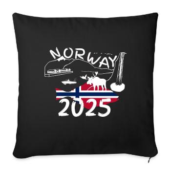 Norway 2025 Halibut with mountains and moose fishing - Sofa pillowcase 17,3'' x 17,3'' (45 x 45 cm) - black - Front