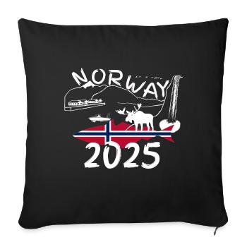 Norway 2025 Pollock with Mountains and Moose Fishing - Sofa pillowcase 17,3'' x 17,3'' (45 x 45 cm) - black - Front