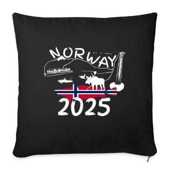Norway 2025 hake with mountains and moose fishing - Sofa pillowcase 17,3'' x 17,3'' (45 x 45 cm) - black - Front