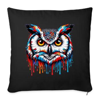 Hibou - Housse de coussin décorative 45 x 45 cm - noir - Devant