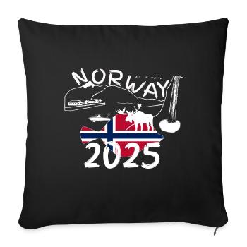 Norway 2025 Plaice with Mountains and Moose Fishing - Sofa pillowcase 17,3'' x 17,3'' (45 x 45 cm) - black - Front