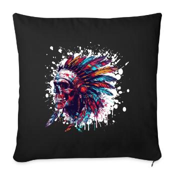 Indian Chief Skull - Sofa pillowcase 17,3'' x 17,3'' (45 x 45 cm) - black - Front