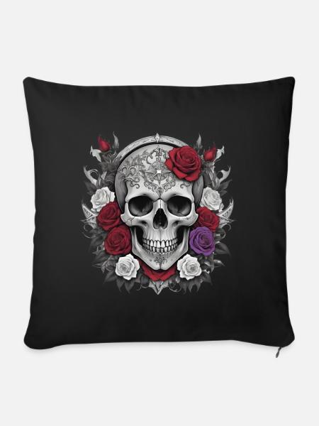 Gothic Totenkopf - Sofakissenbezug 45 x 45 cm - Schwarz