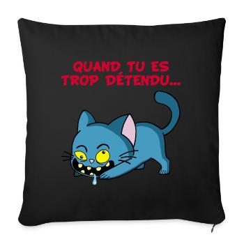 Chat manga détendu - Housse de coussin décorative 45 x 45 cm - noir - Devant