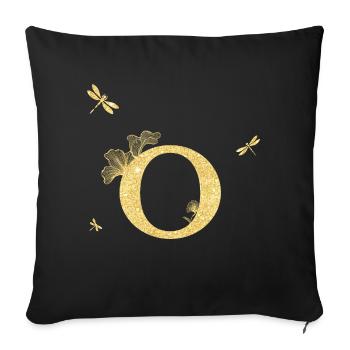 Letter o Golden Glitter Dragonfly - Gift Idea - Sofa pillowcase 17,3'' x 17,3'' (45 x 45 cm) - black - Front