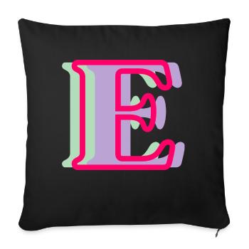Mehrfarbiger Buchstabe e – originelle Geschenkidee - Sofakissenbezug 45 x 45 cm - Schwarz - Vorne