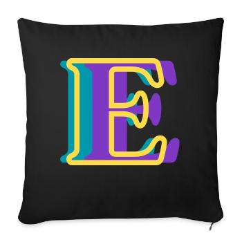 Mehrfarbiger Buchstabe e – originelle Geschenkidee - Sofakissenbezug 45 x 45 cm - Schwarz - Vorne