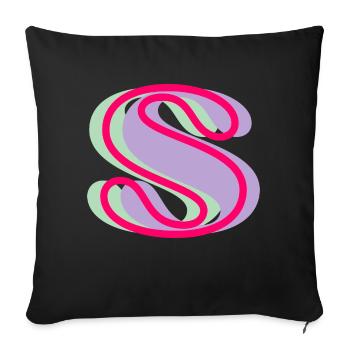 Multicolored letter s - Sofa pillowcase 17,3'' x 17,3'' (45 x 45 cm) - black - Front