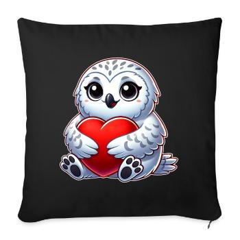 Herzige Schneeeule verliebt Valentinstag - Sofakissenbezug 45 x 45 cm - Schwarz - Vorne