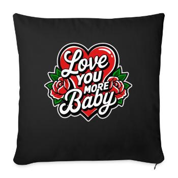 Je t'aime mon amour T-shirt pour cadeau valentin - Housse de coussin décorative 45 x 45 cm - noir - Devant