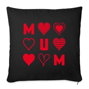 Red Hearts Mum - Sofa pillowcase 17,3'' x 17,3'' (45 x 45 cm) - black - Front