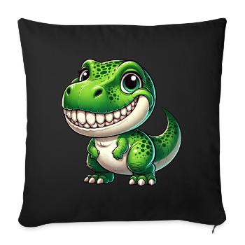 Cute Dino T-Rex Cartoon Teeth Show Smile - Sofa pillowcase 17,3'' x 17,3'' (45 x 45 cm) - black - Front