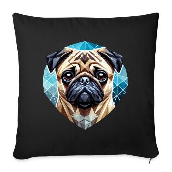 Pug Face Geometry Art - Sofa pillowcase 17,3'' x 17,3'' (45 x 45 cm) - black - Front
