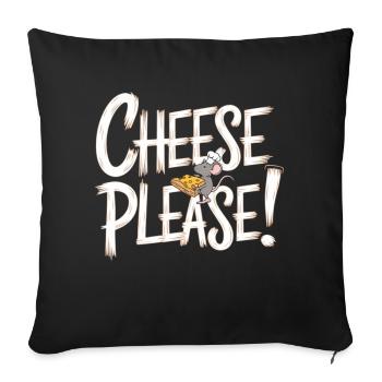 Adorable fromage s’il vous plaît souris design - Housse de coussin décorative 45 x 45 cm - noir - Devant