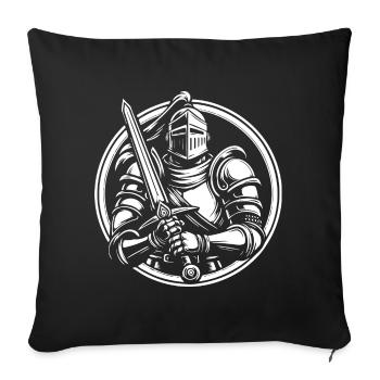 Conception de logo de chevalier pour l’éventail médiéval - Housse de coussin décorative 45 x 45 cm - noir - Devant