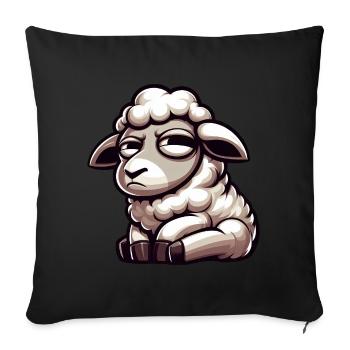 Skeptical Sheep Comic Funny Bull - Sofa pillowcase 17,3'' x 17,3'' (45 x 45 cm) - black - Front