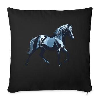 Blue Horse - Animal Design - Sofa pillowcase 17,3'' x 17,3'' (45 x 45 cm) - black - Front