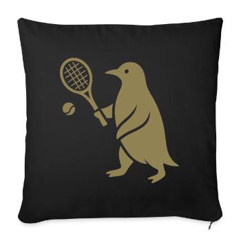 Minimalistischer Pinguin Tennisspieler - Sofakissenbezug 45 x 45 cm - Schwarz - Vorne