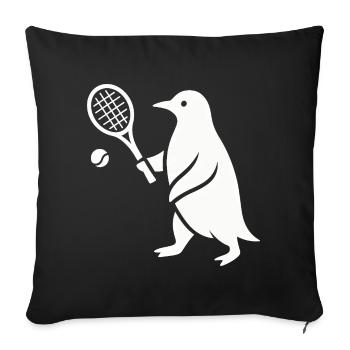 Minimalistischer Pinguin Tennisspieler - Sofakissenbezug 45 x 45 cm - Schwarz - Vorne