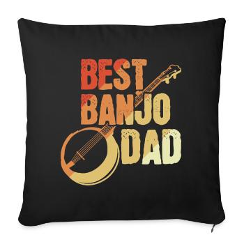 Père joueur de banjo - Housse de coussin décorative 45 x 45 cm - noir - Devant