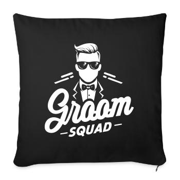 Logo « Groom Squad » du marié avec costume et nœud papillon - Housse de coussin décorative 45 x 45 cm - noir - Devant