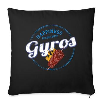Gyros Restaurant Vintage Greece Souvenir - Sofa pillowcase 17,3'' x 17,3'' (45 x 45 cm) - black - Front