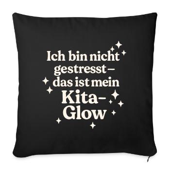 Ich bin nicht gestresst... (hellbeige) - Sofakissenbezug 45 x 45 cm - Schwarz - Vorne