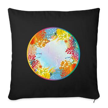Colorful underwater world with corals - Sofa pillowcase 17,3'' x 17,3'' (45 x 45 cm) - black - Front