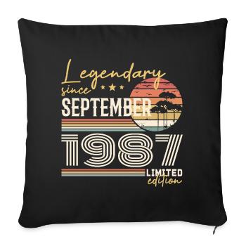 September 1987 Born September 1987 September 1987 - Sofa pillowcase 17,3'' x 17,3'' (45 x 45 cm) - black - Front