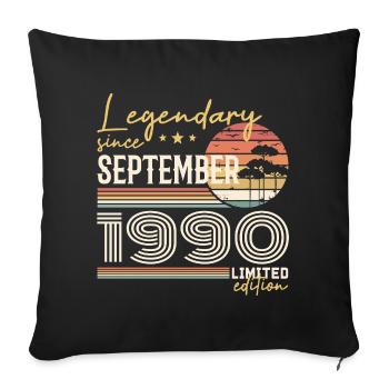 September 1990 Born in September 1990 September 1990 - Sofa pillowcase 17,3'' x 17,3'' (45 x 45 cm) - black - Front