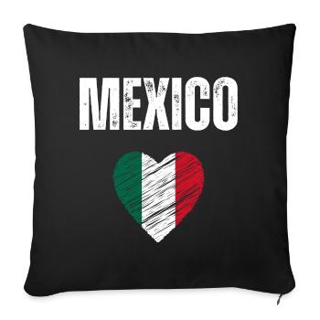 J’aime le Mexique, drapeau du Mexique - Housse de coussin décorative 45 x 45 cm - noir - Devant