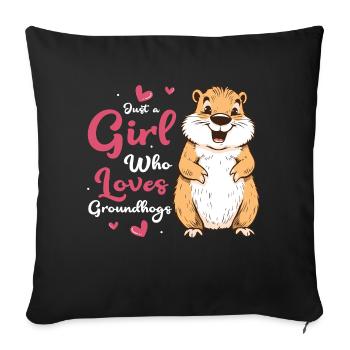 Juste une fille qui aime les marmottes Rongeurs - Housse de coussin décorative 45 x 45 cm - noir - Devant