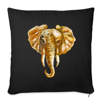 Éléphant - Housse de coussin décorative 45 x 45 cm - noir - Devant