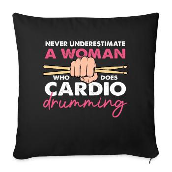 Bold Cardio Drumming Woman Design - Sofa pillowcase 17,3'' x 17,3'' (45 x 45 cm) - black - Front