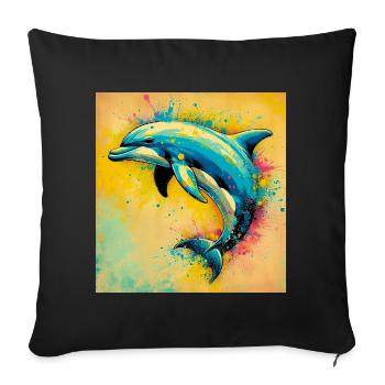 dolphin - Sofa pillowcase 17,3'' x 17,3'' (45 x 45 cm) - black - Front