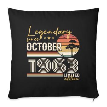 October 1963 Gift - Awesome Since October 1963 - Sofa pillowcase 17,3'' x 17,3'' (45 x 45 cm) - black - Front