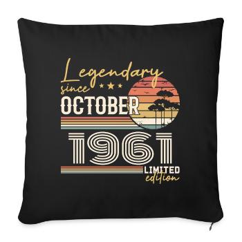 Oktober 1961 Geschenk - Genial seit Oktober 1961 - Sofakissenbezug 45 x 45 cm - Schwarz - Vorne