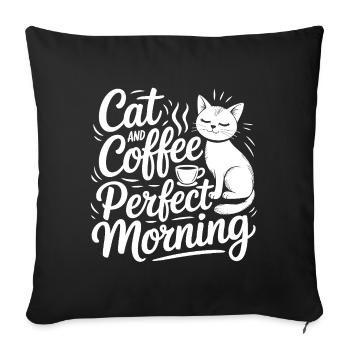 Coffee cup and coffee perfect morning - Sofa pillowcase 17,3'' x 17,3'' (45 x 45 cm) - black - Front
