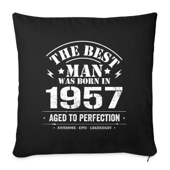Born in 1957 Birthday 1957 - 68 Years Retro - Sofa pillowcase 17,3'' x 17,3'' (45 x 45 cm) - black - Front