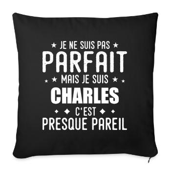 Charles : authentique, imparfait, top, perfection - Housse de coussin décorative 45 x 45 cm - noir - Devant