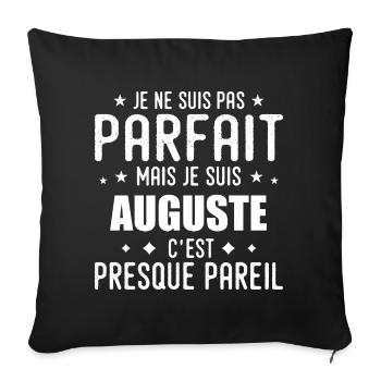 Auguste : authentique, imparfait, top, perfection - Housse de coussin décorative 45 x 45 cm - noir - Devant
