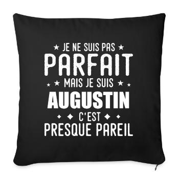 Augustin : authentique, imparfait, top, perfection - Housse de coussin décorative 45 x 45 cm - noir - Devant