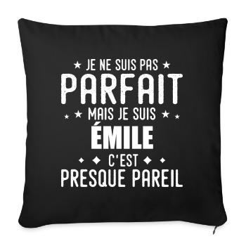 Emile : authentique, imparfait, top, perfection - Housse de coussin décorative 45 x 45 cm - noir - Devant