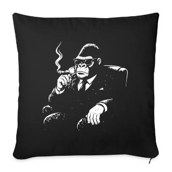Noir Monkey In Suit Rauchen - Sofakissenbezug 45 x 45 cm - Schwarz - Vorne